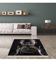 Afrika Desenli Afrikalı Kadın Halı Dijital Baskı Yıkanabilir Modern Salon Halı ve Yolluk (Siyah)