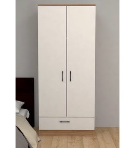 ABETE 2 KAPILI 1 ÇEKMECELİ CEVİZ-BEYAZ GARDIROP 179CM*76CM*45CM