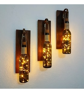 Öğretmenler Günü , Dekoratif Led Işıklı, Retro Yeşil Şişeli Ceviz, Duvar Dekor, Üçlü Set