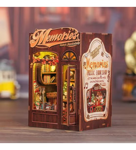 Memories Music Bookshop - Yeni Stil Mini Book Nook Kiti, Kendin Yap Oyuncak Bebek Evleri, Minyatür Ev Kiti, LED Işıklı, Booknook Evleri, Model Yapı Setleri (SD04B-AMZ01) - Anılar Müzik Kitabevi