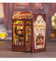 Memories Music Bookshop - Yeni Stil Mini Book Nook Kiti, Kendin Yap Oyuncak Bebek Evleri, Minyatür Ev Kiti, LED Işıklı, Booknook Evleri, Model Yapı Setleri (SD04B-AMZ01) - Anılar Müzik Kitabevi