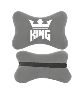 King Baskılı Gri Ortopedik Oto Boyun Yastığı  Koltuk Yastığı  Boyun Yastığı  Papyon Yastık  2 Adet