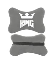 King Baskılı Gri Ortopedik Oto Boyun Yastığı  Koltuk Yastığı  Boyun Yastığı  Papyon Yastık  2 Adet