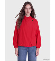 LCW Modest Kırmızı Hakim Yaka Oversize Kadın Yağmurluk