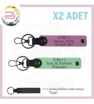 Hız Severlere, İsim Plaka ve B Rh (-) Kan Grubu Yazılı x2 Anahtarlık Set, Hediyelik, Yeşil-Pembe-Ysl (Çok Renkli)