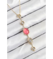 Pirinç Zincir Pembe Gold Renk Zirkon Taşlı Y Kolye - TJ-BKO10556