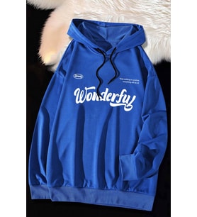 Wonderful Baskılı Oversize Sweatshirt (Mavi)