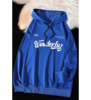 Wonderful Baskılı Oversize Sweatshirt (Mavi)