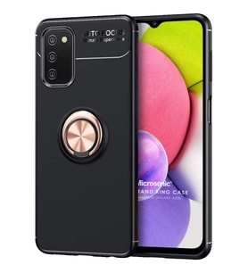 Microsonic Samsung Galaxy A03s Kılıf Kickstand Ring Holder Siyah Rose
