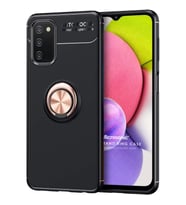 Microsonic Samsung Galaxy A03s Kılıf Kickstand Ring Holder Siyah Rose