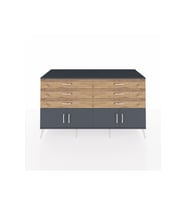 Kronos Konsol 2 Raflı 6 Çekmeceli 4 Kapaklı 176x59x99 Antrasit-Antrasit/Çam