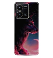 Vivo Y35 Kılıf Resimli Desenli Baskılı Silikon Wolf and Moon 1380