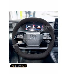 Fiat Scudo Dikme Direksiyon Kılıfı Alcantara Süet Monza Black Yeni Logolu 2024-2026