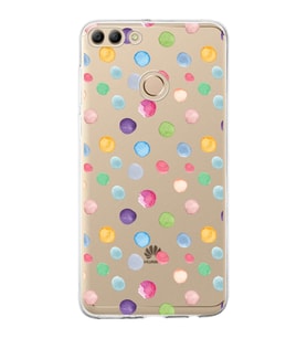 PrintiFy Huawei Y9 2018 ile Uyumlu 1mm Slim Fit Water Color 6 Baskılı Şeffaf  Kılıf