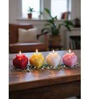 KALP ŞEKİLLİ 4'LÜ HEDİYELİK DEKORATİF HOŞ KOKULU SOYA WAX MUM (KIRMIZI + SARI + BEYAZ + PEMBE RENKLİ)