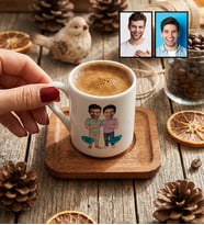 Kişiye Özel Karikatürlü Kankaya Erkek Kardeşe Abiye Hediye Türk Kahvesi Fincanı Doğum Günü Hediyesi