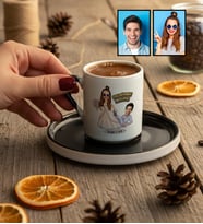 Kişiye Özel Karikatürlü Gelin Damat Evleniyoruz Mutluyuz Türk Kahvesi Fincanı Sevgililer Günü Hediyesi