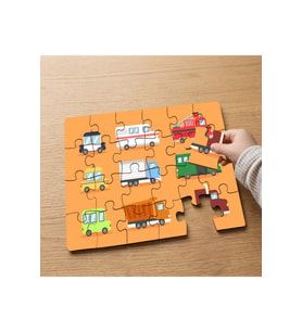 Çeşitli Araçlar Kolajı Tasarımlı 24 Parça Ahşap Çocuk Puzzle MPK0803