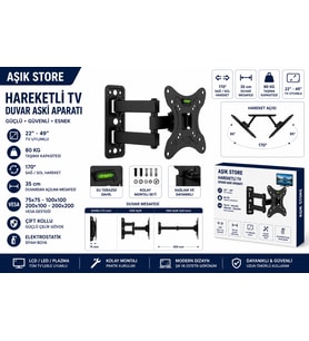 Hareketli TV Askı 22–42 İnç VESA 200x200