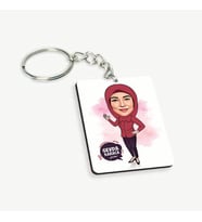 Kişiye Özel Kapalı Kadına Hediye Karikatürlü Anahtarlık