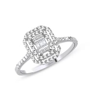 0.05 Ct Modern Tasarım Baget Kare Tektaş Yüzük (Beyaz)