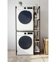 Çamaşır Makinesi Dolabı Yan Raflı Dolap Metal Banyo Organizer Çok Katlı Düzenleyici 264 Siyah
