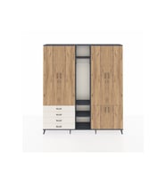Arges Dolap 14 Raflı 4 Çekmeceli Tek Askılı 220x30x243 Antrasit-Çam/Aytaşı
