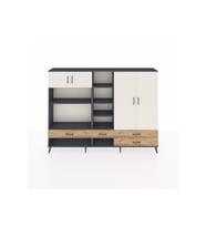 Arges Dolap 12 Raflı 4 Çekmeceli 4 Kapaklı 220x30x163 Antrasit-Aytaşı/Çam