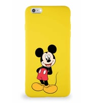 Apple iPhone 6S Plus Soft Premier Kapak Mickey Mouse-B Tasarımlı Silikon Kılıf - Sarı (Şeffaf)