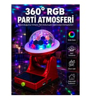 Mey İthalat® 360° RGB LED Disco Işığı Ayarlanabilir Başlıklı Güneş Enerjili Projektör Lamba