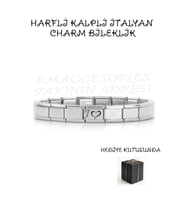 Çelik Bileklik İtalyan Charmlı Kalpli Harfli Kararmaz Solmaz En Güzel Hediye 1 Adet Uniseks Kutulu