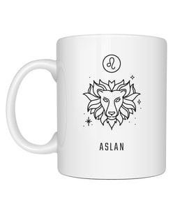 Kişiye Özel Aslan Burcu ve İsimli Beyaz Kupa