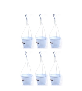 Omnipazar SO-SM02 Safir Makrome Askılı Balkon Saksı 3.4 lt Beyaz 6 Adet