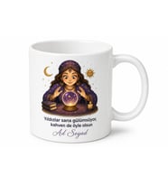 Kristal Küre Çizimli Esprili Astrolog Kupası Astroloji Hediye Bardak