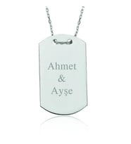 Gümüş İsimli Asker Künyesi Bayan Kolye SL2731
