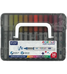 KRAF 666 AKRİLİK MARKER YUVARLAK UÇ BOYA KALEMİ SETİ 36'LI