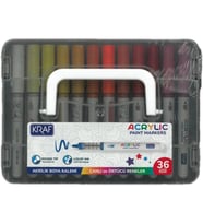 KRAF 666 AKRİLİK MARKER YUVARLAK UÇ BOYA KALEMİ SETİ 36'LI