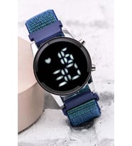 Yeni Cırtlı Yapışır Lacivert Kordon Dijital Led Unisex Kadın Erkek Kol Saat ST-3