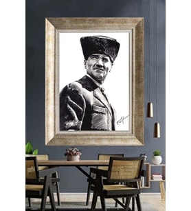 Gümüş Çerçeveli Atatürk Tablo ds19