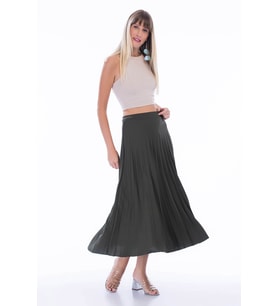 8272693 Mira Pliseli Beli Lastikli Uzun Etek HAKI (Haki)