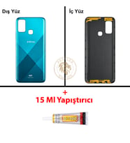 Infinix Hot 9 Play Mavi Uyumlu Arka Kapak + B7000 Yapıştırıcı Arka Cam Batarya Pil Kapağı Back Cover