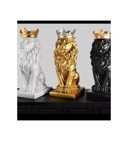 3 Lü Takım Siyah Beyaz Gold 17cm Aslan Kral Büst Biblo