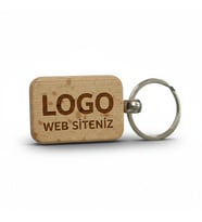 Kişiye Özel Mini Dikgörtgen Ahşap Anahtarlık – Logo ve Web Sitesi Yazılı Lazer Gravür Anahtarlık – Kurumsal Promosyon & Özel Tasarım