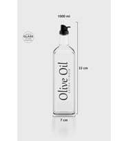 Renga Oslo Yazı Desenli 1000 ml Siyah Kapaklı Cam Yağlık 152064