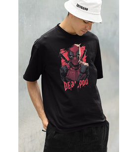 Özel Tasarım Deadpool Karakter Baskılı Unisex Oversize Tişört