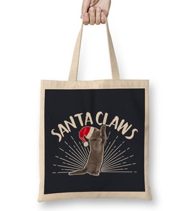 Santa Claws Christmas Cat Bez Çanta Uzun Saplı