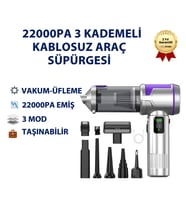HL-163 22000PA Şarjlı Araç Taşınabilir Süpürgesi - 3 Kademeli Dijital Ekranlı
