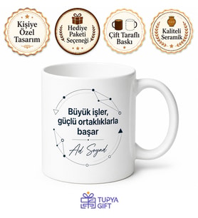 İsme Özel Proje Ortağım Yazılı Kupa Bardak Hediye Özel Tasarım