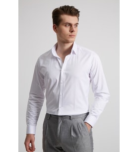 BEYAZ LİKRALI SATEN LUXURY PAMUK ERKEK GÖMLEK - SLIM FIT