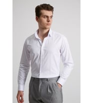 BEYAZ LİKRALI SATEN LUXURY PAMUK ERKEK GÖMLEK - SLIM FIT